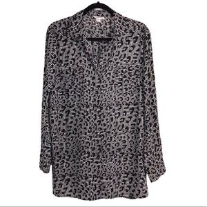 Plaid and Cheetah Mixed Print Tunic Shirt